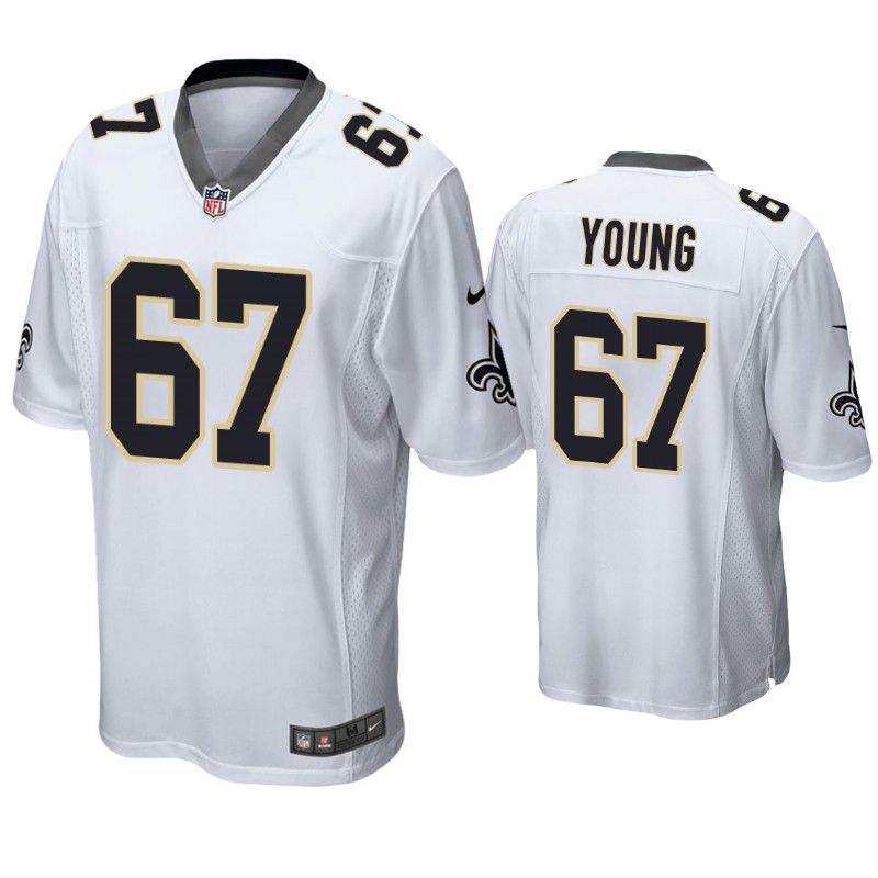 Men New Orleans Saints 67 Landon Young Nike White Game NFL Jersey